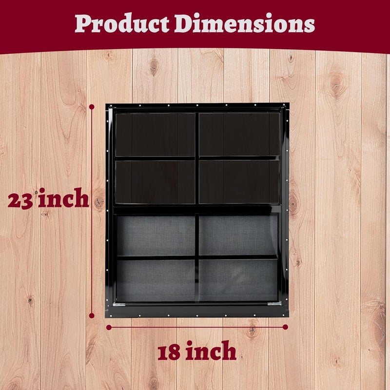 Shineforu 18" x 23" Black Shed Windows 2 Pack,Small Windows with Tempered Glass - Flush Mount | Ultimate Choice for Chicken Coop, Greenhouse, Garage, Playhouse - Image 5